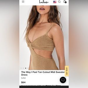 Lulu’s The Way I Feel Tan Cutout Midi Sweater Dress